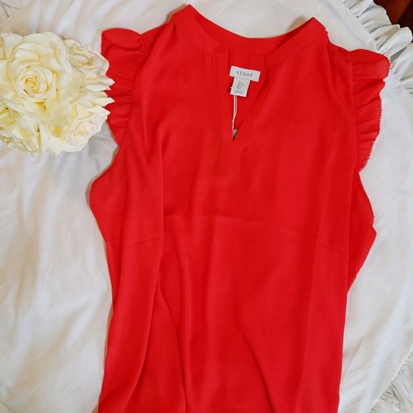 Beautiful Peachy Red Ruffle Tank - Picture 2 of 5